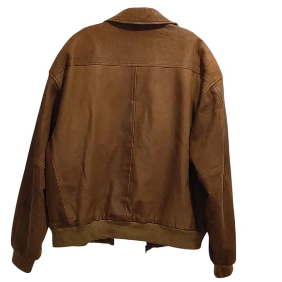 ジャケット・アウター 90s Timberland PIPING LEATHER JACKET Timberland Brown Leather Bomber Jacket Coat Rugged Classic Mens